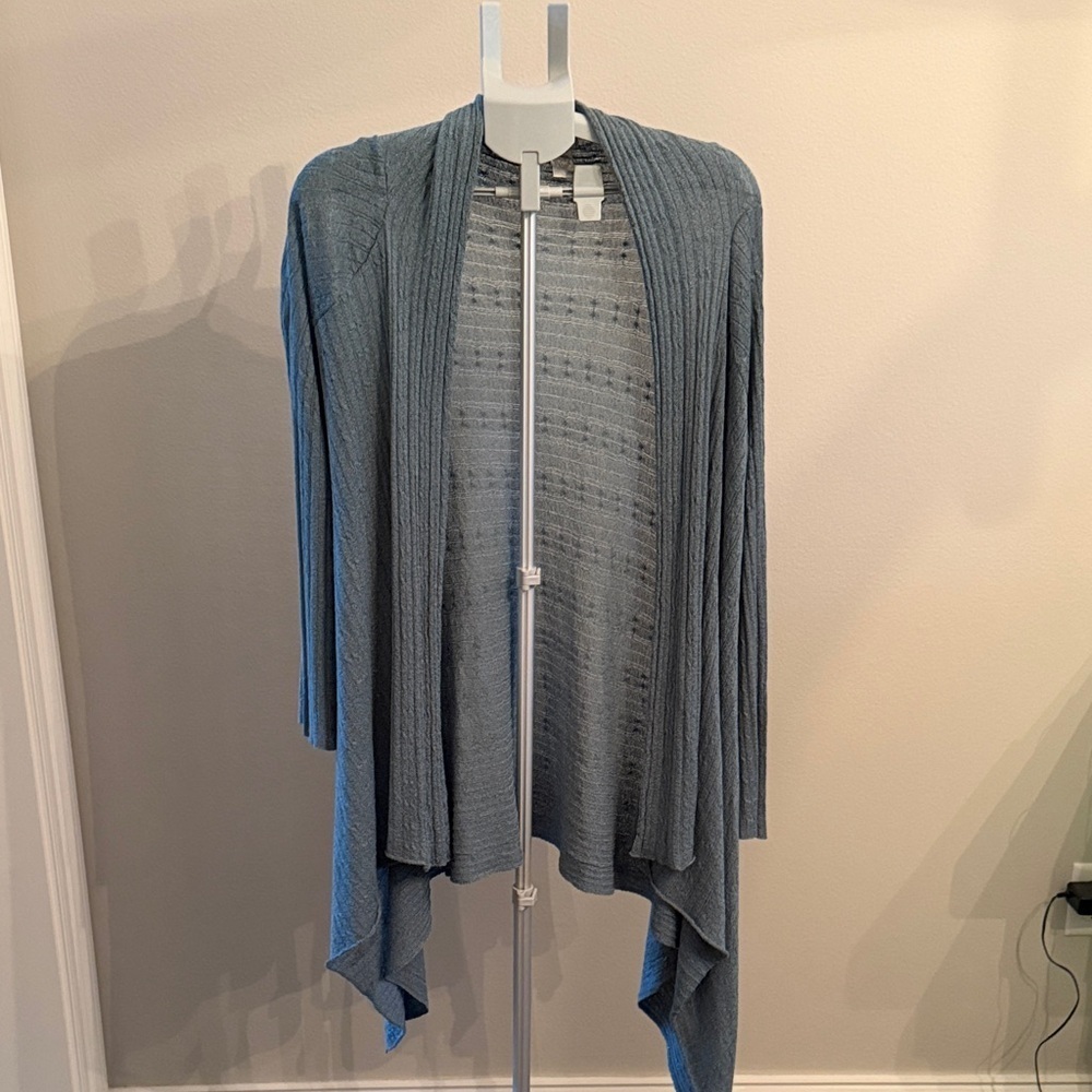 Chico's Heather Metallic Blue Draped Cardigan